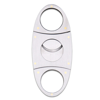 Cercle de poche en acier inoxydable argenté Double lame Accessoires pour fumeurs Petit coupe-cigare