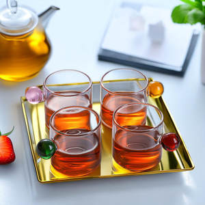 창의적인 아침식사 커피잔 120ml 컬러 볼 손잡이 싱글 월 글라스 물/우유/커피 머그컵 120ml - Product Image 4