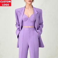 Costume 3 pièces pour femme, style décontracté et professionnel, avec logo personnalisé en stock, de haute qualité, pour le bureau