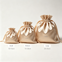 Pochette en satin de luxe avec cordon de serrage, logo personnalisé, sac cadeau soyeux de qualité supérieure, emballage pour bijoux, cosmétiques, boutique, mariage, cadeaux en vrac