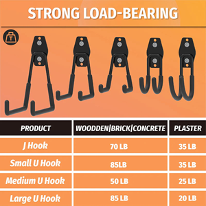 Ganchos para Garaje, 14 Piezas, Origen Vietnam, Alta Calidad, Estilo Industrial, Ganchos y Rieles para Montaje en Pared, Servicio OEM ODM - Product Image 4