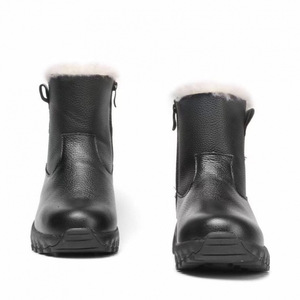 Botas de Nieve para Hombre, de Cuero Negro, Forradas de Piel de Oveja, Antideslizantes, Impermeables, para Invierno, con Tacón Bajo - Product Image 4
