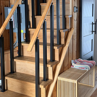 Poteau de rampe d'escalier latéral en acier inoxydable, balustres noirs thermolaqués, support réglable à 270° pour véranda de villa