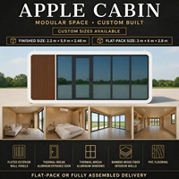 Cabane préfabriquée modulaire en acier, isolée et imperméable, en forme de pomme, design rustique, pour camping, hôtel, villa.