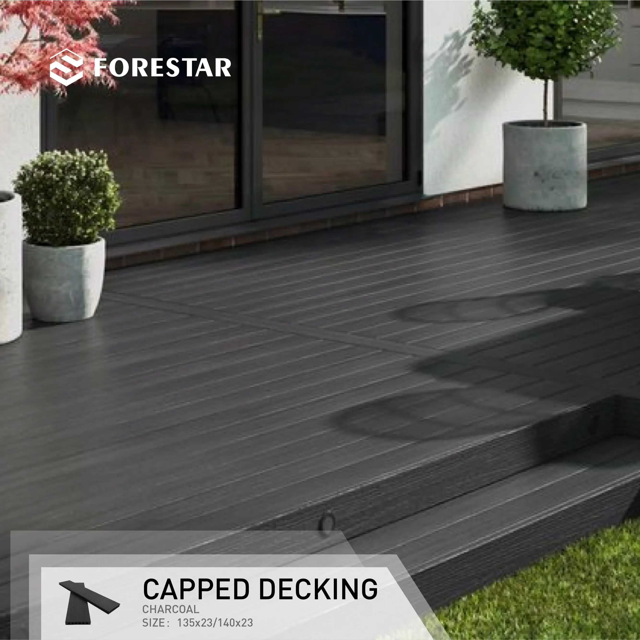 Veranda Solid WPC terrazza pavimento esterno rivestito in fibra di legno impermeabile Decking composito di alta qualità antiscivolo