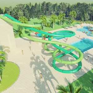Oferta Especial <span class=keywords><strong>2022</strong></span> Nuevo Diseño Modelo 3D Tobogán de Fibra de Vidrio para Parque Acuático de 3200 Metros Cuadrados para Niños y Adultos - Product Image 2