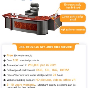 Modern Office Furniture Desk MDF Wooden High Tech Boss Manager l Shaped Executive Office Desk - Product Image 6