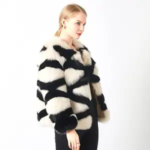 カスタムファッションユニークな不規則なシャギーセクシーな冬の摩耗2020本物の毛皮のジャケットふわふわクロップドリアルフォックスファーコート女性