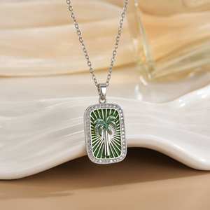 Nouveau collier pendentif de <span class=keywords><strong>carte</strong></span> de tarot de la série Océan rétro à la mode, hippocampes, dauphins, émail coloré, design carré de <span class=keywords><strong>carte</strong></span> de tarot pour femmes - Product Image 3