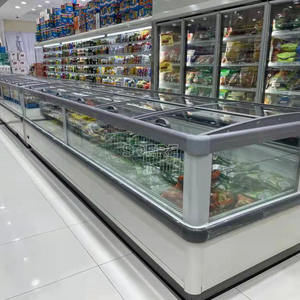 Congélateur coffre commercial Vitrine îlot supérieur en verre Congélateur îlot <span class=keywords><strong>combiné</strong></span> - Product Image 4