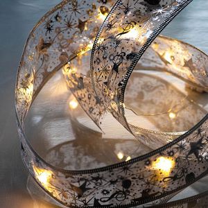 Ruban en organza brillant de haute qualité avec étoiles dorées de 6 cm et bordure filée pour emballage cadeau et décoration de Noël, 10 yards/rouleau - Product Image 5