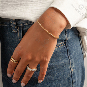 Bracelet pour femme Gemnel en argent sterling 925 anti-oxydation, chaîne à perles à texture martelée - Product Image 6