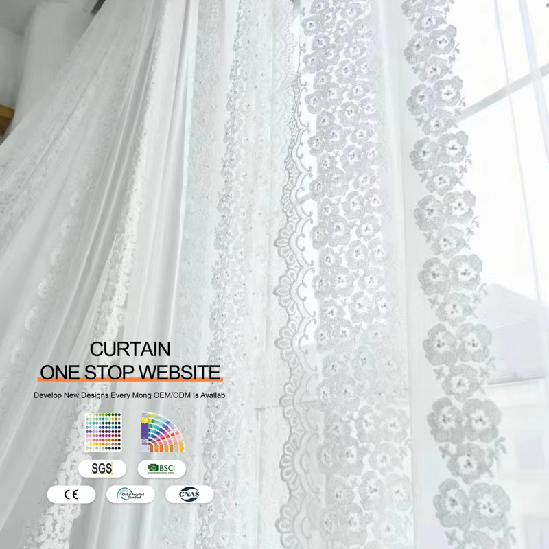 Home Textile Embroidered Sheer Curtain Fabric