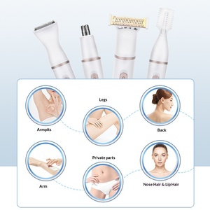Rasoirs électriques pour femmes, 4 en 1, ensemble de tondeuses pour le visage et le corps, rechargeable, lavable, étanche, pour le pubis, les sourcils, le nez - Product Image 4