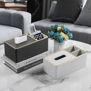 Tissue Box Organizer Multi Functional Desktop Storage With Remote <b>Control</b> <b>Holder</b> For Living Room Coffee Table - Product Image 1