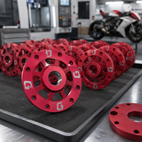 Disque à bride rouge anodisé en alliage d'acier inoxydable usiné CNC sur mesure 3/4/5 axes pour pièces de modification automobile et aéronautique