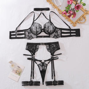 Venta al por mayor de lencería de moda de las mujeres de encaje erótico ropa interior Sexy negro de lujo Nuisette Sexy camisón de lencería de las mujeres - Product Image 6