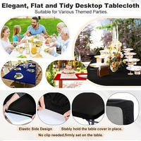 Nappe rectangulaire personnalisée de 6 pieds en spandex noir extensible, housse de table lavable en polyester pour intérieur et extérieur