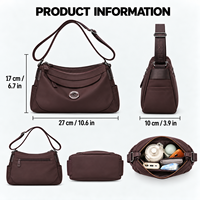Sac bandoulière pour femme en nylon léger avec fermeture éclair lisse et détail latéral, sac bandoulière pour femme OEM ODM Vente en gros 10 pièces