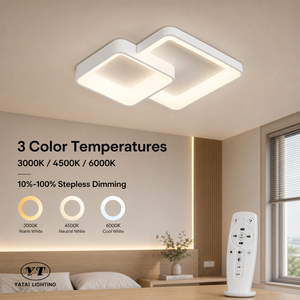 Modern Square Led <b>Ceiling</b> <b>Light</b> Acrylic Iron High Cri <b>Remote</b> <b>Control</b> Dimmable Tri Color For Bedroom Living Room - Product Image 3