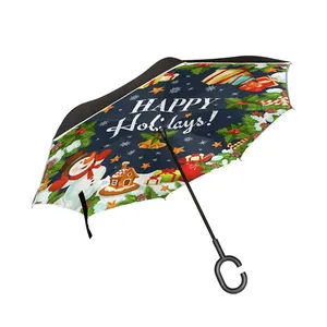Groothandel China Merchandise Streep Patroon Auto Paraplu Automatische Omgekeerde Paraplu
