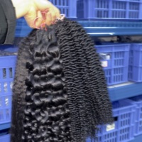 Trenzas de Ganchillo Kinky Straight Miracle Knots con Cabello Humano, Extensiones de Cabello Humano Rizado para Crochet, Pre-Enlazadas