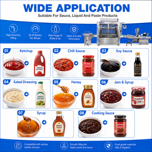 Automatic Thick Paste Mayonnaise Honey Jam Hummus Syrup <b>Tomato</b> Sauce Beverage Gel Glass Bottle Jar Line Machine High - Product Image 1