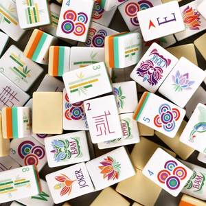 High-end MahJongg <b>Set</b> American Style Exquisite Engraved Pattern Tiles Deluxe Complete Kit for Collection & Gift - Product Image 1