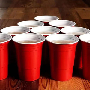 Bar Discoteca Fiesta Desechable 12 16 oz Rojo Azul Cerveza Pong Tazas Desechables Fiesta Vasos de plástico rojo - Product Image 1