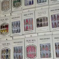 3D Fleur Violet Nail Art Vieux Argent Classique Français Ongles Nouvelle Arrivée 24pcs Machine Amande Gel Faux Ongles Artificielle Ongles