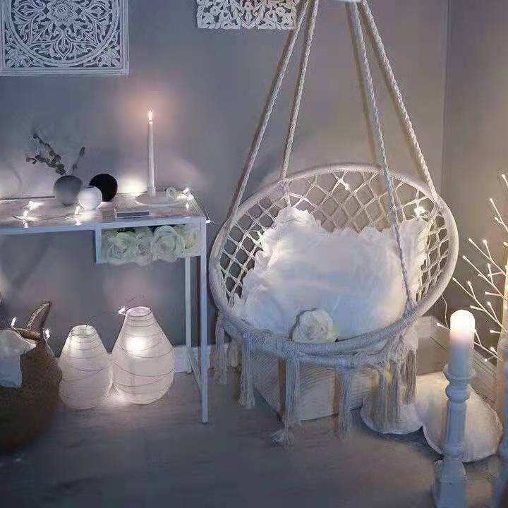 Лидер продаж, декоративные подвесные стулья-Макраме Longsen с веревкой и кисточками, романтическое кресло-гамак для спальни, качели