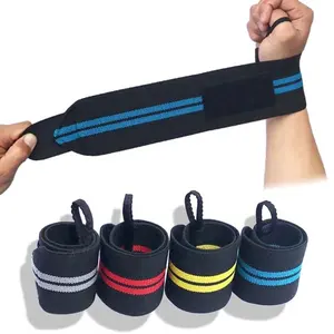 Coton Fitness Sécurité Personnalisé Sport Élastique Extensible Haltérophilie Poignet Soutien Wrap Band Haltérophilie Gym Sangle/Poignets