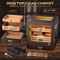Boîte à cigares en bois sur mesure avec hygromètre numérique, 15 x 15, 2 humidificateurs, boîte à cigares en bois haut de gamme sur mesure