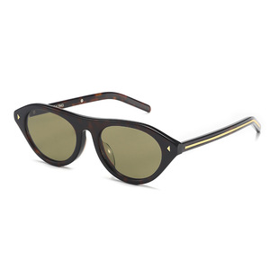 Lunettes de soleil rétro personnalisées avec logo, monture en acétate, verres en nylon, détail triangle doré, style ovale vintage, protection UV400, OEM - Product Image 2