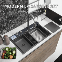 Robinet de cuisine moderne en acier inoxydable de grande capacité, design carré, multifonction, nano-technologie
