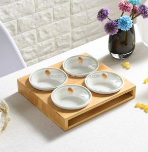 <span class=keywords><strong>Plateau</strong></span> de service en céramique pour en-cas, 4 pièces avec <span class=keywords><strong>plateau</strong></span> de service, <span class=keywords><strong>plateau</strong></span> avec couvercles en <span class=keywords><strong>verre</strong></span> et palettes, compartiments amovibles - Product Image 3