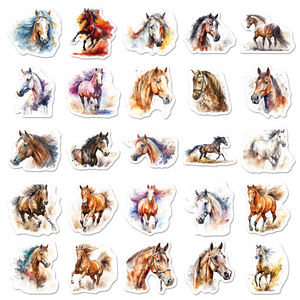50 pezzi nuovi adesivi da parete impermeabili realistici fustellati decorativi con inchiostro in stile lavaggio adesivi per <span class=keywords><strong>cavalli</strong></span> - Product Image 3