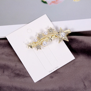 Pinza de pelo de estrella de cinco puntas de aleación de moda Boda nupcial perla diamantes de imitación estrella pato Bill Clip para mujeres lindas <span class=keywords><strong>horquillas</strong></span> para niñas - Product Image 5