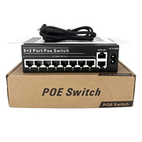 Personalización de Logotipo OEM/ODM, Switch PoE de 8+2 Puertos, Switch de Alimentación PoE No Administrado