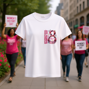 Camiseta de Mujer con Estampado Floral, Cuello Redondo, Manga Corta, 100% Algodón, Corte Regular, Estilo Casual para Primavera/Verano, Icono Feminista - Product Image 2