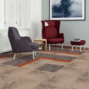商业用途定制尺寸聚氯乙烯背衬条纹办公地毯砖耐用耐污环保工业地毯
