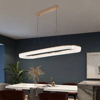 Lustre LED en cristal doré rose moderne et minimaliste, pour salon, salle à manger, chambre à coucher, luminaire suspendu pour villa
