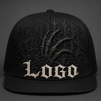Casquette 5 panneaux à visière plate, style snapback, avec broderie, type trucker, face avant en mousse, maille respirante, imperméable, pour l'extérieur, style West Coast Gothic Chicano