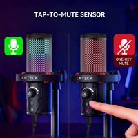 Kit de microphone à condensateur professionnel CMTECK XM560T RGB, microphones de jeu avec support de bras pour l'enregistrement de podcast, équipement de studio