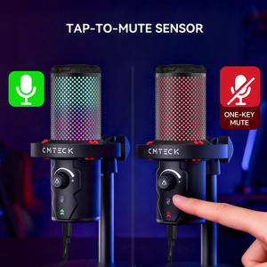 طقم ميكروفون مكثف احترافي CMTECK XM560T مع إضاءة RGB وحامل ذراع للألعاب وتسجيل البودكاست ومعدات الاستوديو - Product Image 5