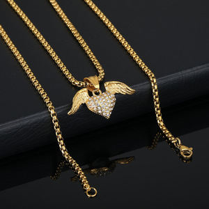 DAICY Acero inoxidable alas de Ángel diamante Liebe corazón colgante collar alta calidad moda encantos fábrica venta al por mayor menor MOQ - Product Image 6