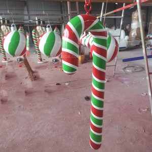 Haute quantité décoration <span class=keywords><strong>de</strong></span> noël en plein air Statue colorée en <span class=keywords><strong>fibre</strong></span> <span class=keywords><strong>de</strong></span> <span class=keywords><strong>verre</strong></span> artisanat <span class=keywords><strong>de</strong></span> noël debout résine <span class=keywords><strong>canne</strong></span> à sucre <span class=keywords><strong>de</strong></span> noël - Product Image 2