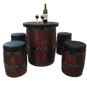 طاولة خشبية مخصصة لتناول الطعام والنبيذ مع أربعة كراسي للنبيذ الأحمر Lovingston Rotunda الأحمر - Product Image 2