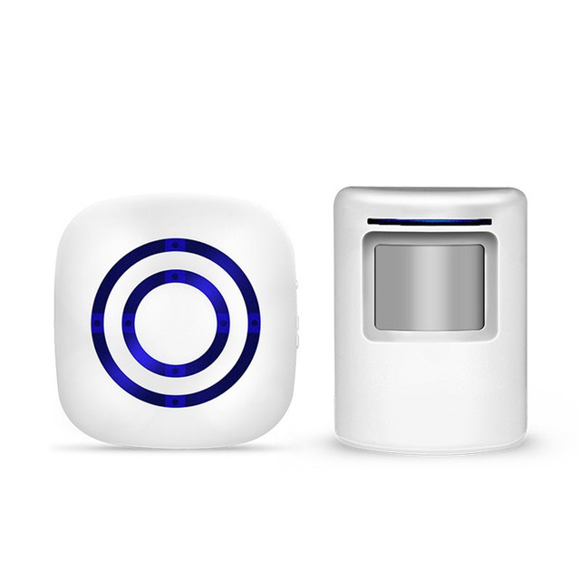 Modern Design Wireless Door Chime 1 Plug-in Receiver 1 PIR Detector Security Driveway Alarm for Home Entry UK Plug Battery Power