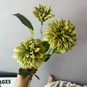 ดอกดาเลียผ้าไหมคุณภาพสูง L-107 แบบ 3 หัว <span class=keywords><strong>ดอกไม้</strong></span>ประดิษฐ์เสมือนจริงสำหรับงานแต่งงาน ตกแต่งบ้าน งานศิลปะ และจัดวางทางเดิน - Product Image 3